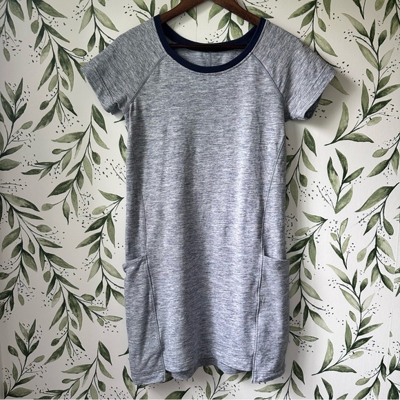 Lululemon Cut Above T Shirt Dress. Blue Heather. Size 4. Minor flaw. - Picture 1 of 10